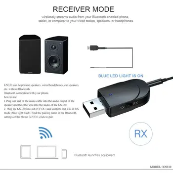 5PCS/SÆT USB Bluetooth-5,0 Lyd-Sender-Modtager, Computer, TV Adapter til Bilen USB-3,5 MM Jack med Dobbelt Output lyd-box Tilbehør