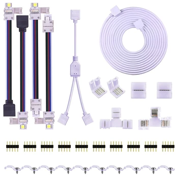 5PIN LED Strip-Stik-Kit - 10mm 5050 RGBW LED Stik Kit Inkluderer 9,8 FT forlængerkabel, Strip til Strip Jumper