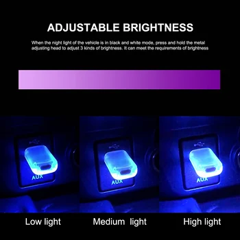 5V USB Bil Atmosfære Lampe Holdbar Multifunktionelle Farve Night Light Car, USB-Lys LED Neon Interiør Omgivende Lys Dropshipping