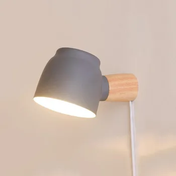 5W Nordiske Kreative soveværelse sengen massivt træ væglampe Enkelt stue arbejdsværelse roterbar at lære at læse væglampe бра