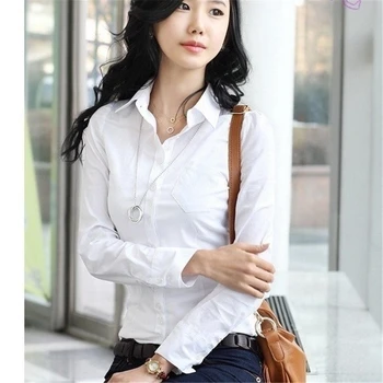 5XL Plus Size Dame Toppe Foråret 2020 koreanske Hvid Casual Bluser med Lange Ærmer Damer Shirts Black Bluser 5XL Shirt Damer Toppe