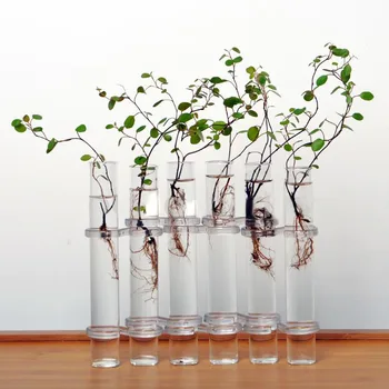 6 Glas Rør Form Hængende Hydroponiske Blomst Plante Vase Terrarium Container
