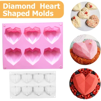 6 Hul Diamant Elsker Silikone Kage form for Silikone 3D Hjerte Formet Fondant Kage Mousse Chokolade Bagning Skimmel Modellering Dekoration