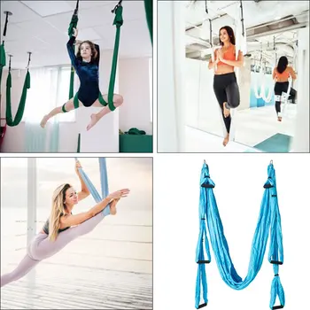 6 håndtere Anti-Tyngdekraft yoga hængekøje stof Yoga Flyvende Swing trækanordning Yoga hængekøje sæt Udstyr til Pilates body shaping