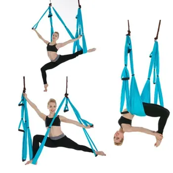 6 håndtere Anti-Tyngdekraft yoga hængekøje stof Yoga Flyvende Swing trækanordning Yoga hængekøje sæt Udstyr til Pilates body shaping