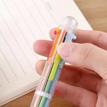 6 I 1 Flerfarvet Kuglepen Refill 0,7 mm Kuglepen Farverige Papirvarer Kreative Skole kontorartikler Multifunktions-Pen
