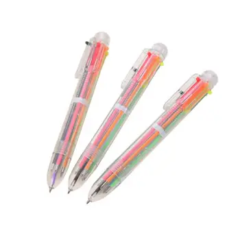 6 I 1 Flerfarvet Kuglepen Refill 0,7 mm Kuglepen Farverige Papirvarer Kreative Skole kontorartikler Multifunktions-Pen