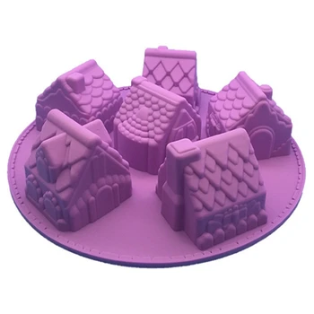 6 Lille Hus Silikone Kage Skimmel, 3D Håndlavet Chokolade Fondant Cupcake Fondant Bagning Skimmel, Bryllup Kage Værktøjer (1 STK.)