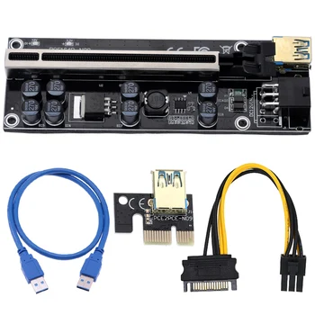 6 Stk VER009S Plus PCI-E Riser-Kort PCI Express 1X til 16X USB 3.0 SATA Kabel til 6Pin Stik til Grafik grafikkort