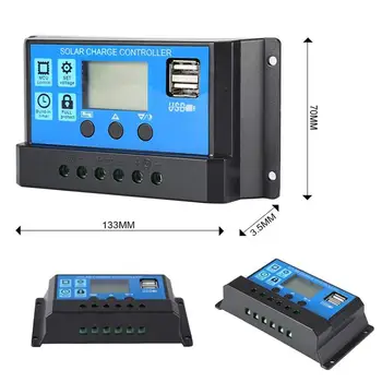 60A/50A/40A/30A/20A/10A Auto Solar laderegulator PWM-Controllere LCD-Dual USB 5V Output Solar Panel PV Regulator 12V 24V