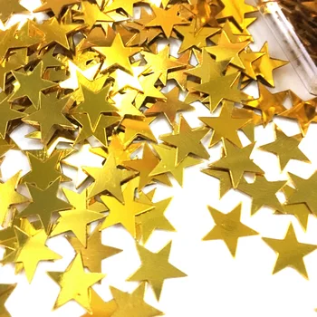 60g Stjernede Glitter Tabel Konfetti Metallisk Folie Stjerner til Fest, Bryllup Dekorationer i Guld,Sølv, 10 mm og 6 mm blandet)