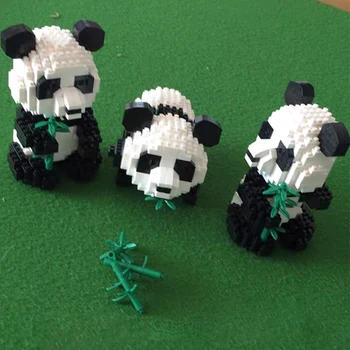68243 Lille Panda Mursten DIY Forsamling Panda Mini-byggeklodser Dyr Serie Model Mursten Børn Fødselsdag Gaver Legetøj 390Pcs