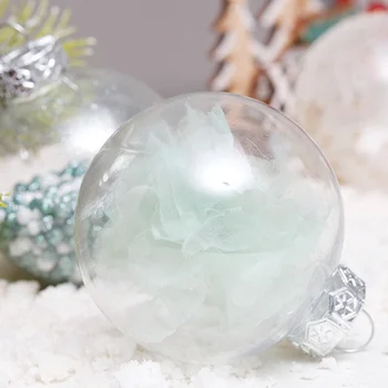 6cm 24pcs Mint Grøn Malet Mesh PET Gennemsigtig Kugle Christmas Ball Sæt juletræ Vedhæng Jule Bolden