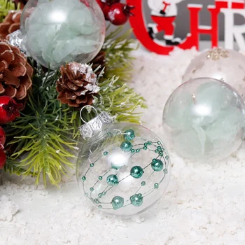 6cm 24pcs Mint Grøn Malet Mesh PET Gennemsigtig Kugle Christmas Ball Sæt juletræ Vedhæng Jule Bolden