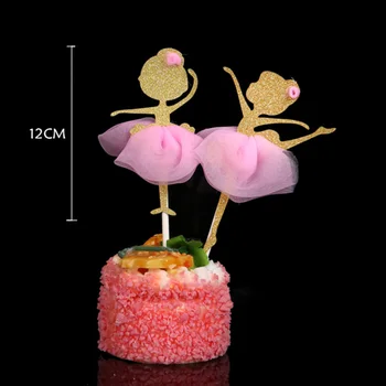 6STK Ballerina og Dancing Girl Cupcake Toppers Pige Design Kage Picks Cupcake Dekoration til Bryllup, Bridal Shower Fødselsdag D