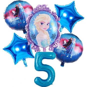 6stk Disney Frosne Prinsesse Børns Legetøj Helium-Ballon Aluminium Folie Antal Ballon Fødselsdag Dekoration Baby Shower