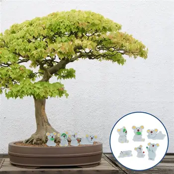 6stk Figurer Miniature Tegnefilm Lille Sukkulent Plante, Tal Dekoration Statue