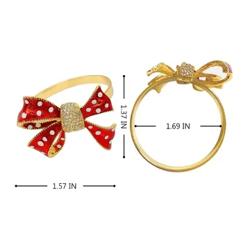6stk/Masse Jule Bow Red Serviet Spænde Diamant Serviet Ring Ring Holder Ferie Part borddekoration