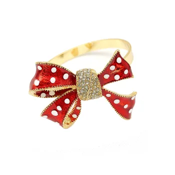 6stk/Masse Jule Bow Red Serviet Spænde Diamant Serviet Ring Ring Holder Ferie Part borddekoration