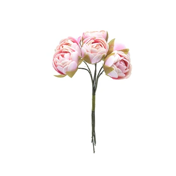 6stk Mini Silke Kunstig Rose Buket Blomster Bryllup Hjem Indretning, DIY Falske Blomst