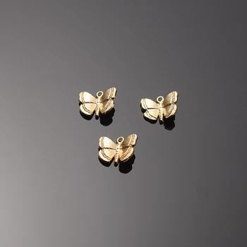 6stk/Pack Butterfly Charms Vedhæng Halskæde i 18K Guld Forgyldt Messing Stik Øreringe Charms Smykker Resultater Tilbehør