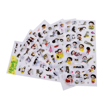 6stk/Pack sød sort og hvid kat foto album dekorative klistermærker, Kreative gennemsigtig PVC klistermærker børn DIY-toy