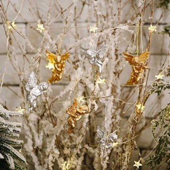 6stk/pakke julepynt Ornamenter Xmas Tree Kreative Engleagtige Dukke Vedhæng Hjem Scene Layout Indretning Hængende Rekvisitter