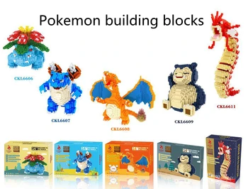 6stk Pokemon byggesten, Anime Figurer, Action Figurer, Bygning Dukker Opbygning af Model Legetøj DIY-Tilbehør til Børn Gaver