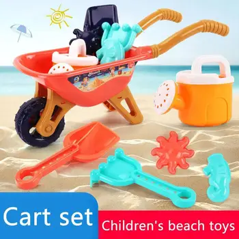 6stk strandsand Toy Sæt Sommer Udendørs Beach Trolley Sand Til Drenge Legetøj Og Legetøj Piger Uddybning Vand Bil Y9T5