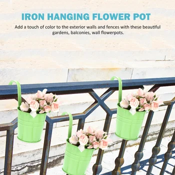 6STK Strygejern Hængende Flower Pot Gelænder-Hegn, Balkon, Have, Indretning Blomst Holder