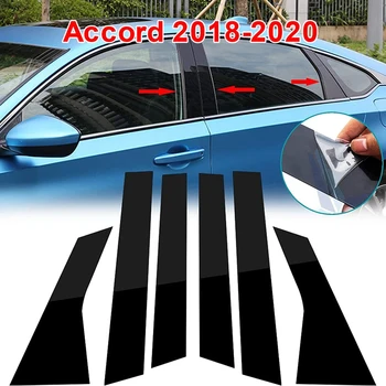 6X Klaver Sort Udvendig Side af Dør, Vindue Søjle Indlæg Støbning Overlay Pre-Cut Dække Tilpasninger for Honda Accord 2018-2020