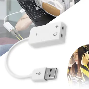 7.1 Eksterne USB lydkort til bærbar computer, USB-stik 3,5 mm hovedtelefoner audio-adapter med kabel mikrofon, lydkort egnet