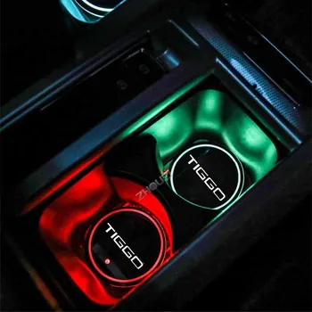 7 Farve Bil Lysende Cup Mat Coaster Led Lys Atmosfære For Chery Tiggo 2 3 4 5 6 7 8 3X 5X Pro T11 Auto Tilbehør
