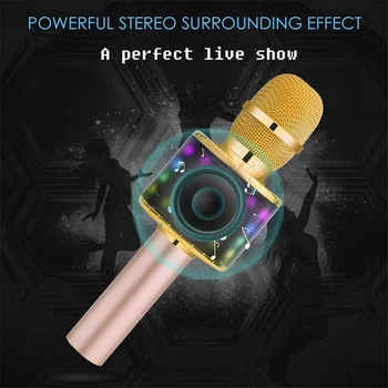 7 Farver af Led-Lys USB Bluetooth Trådløs Mikrofon, Højttaler Håndholdte Mikrofon Ktv Karaoke Mikrofon Musik Afspiller
