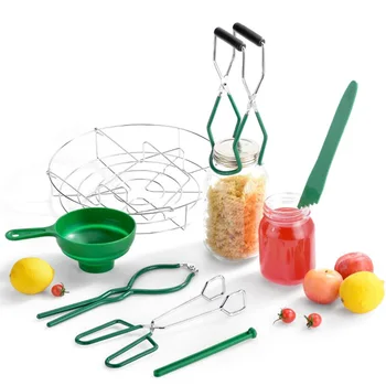 7-i-1 Canning Kit Inkluderer Damper Rack,Canning Tragt,Jar Løfter,Skruenøgle, Tang,Låget Løfter/Boble Remover Canning Værktøj