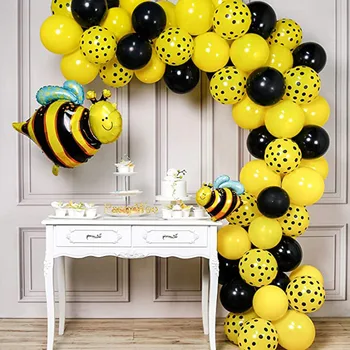 74pcs Bee Latex Balloner Guirlande-Arch Kit Sorte Prikker Folie Globos Tegnefilm Dyr Ballons Tema fødselsdagsfest, Baby Shower Indretning