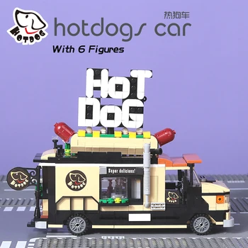 778pcs DECOOL hotdog Indkøbsvogn Van Camping Bil By Skaberen Med Tal byggesten Model Mursten Legetøj For Børn Gaver