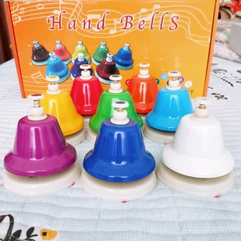 8 Noter Farverige Hånd Bell Musical Instrument Sæt Musikalsk Legetøj for Børn, Baby Tidlig Uddannelse
