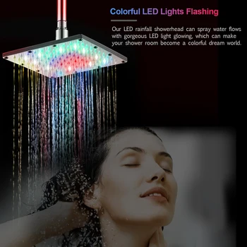 8 tommer brusehoved LED Regn Brusehoved Automatisk RGB-Farve-Skiftende Temperatur Sensor-Pladsen brusehoved til Badeværelse