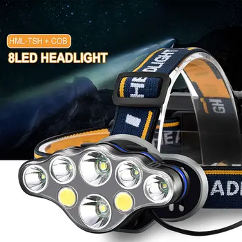 8hr Arbejde Super bright LED Lygte Med 8*LED Pærer 5000 lumen Vandtæt Udendørs LED-Forlygte, Let, Komfortabel at bære