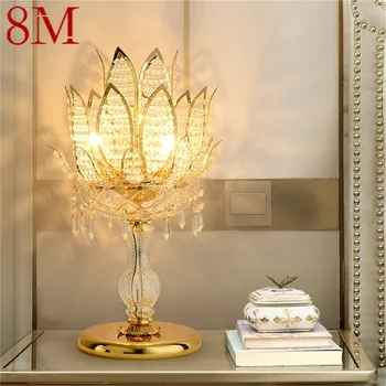 8M Luksus bordlampe Krystal, Moderne Guld Lotus Kreativ Dekoration LED Desk Lys Til Hjemmet Sengen