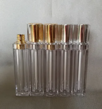 8ml kvadratisk form gennemsigtig lipgloss/color creme tube lip balm rør eller lip stick med guld/sølv top plastic prop inde