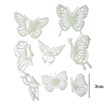 8stk Butterfly Dekoration Glød I Mørke Klistermærker Lysende vægoverføringsbillede