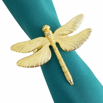 8STK Dragonfly servietring Guld DIY Hotel Bryllup Banket Tabel Vises Metal Serviet Spænde juledekoration