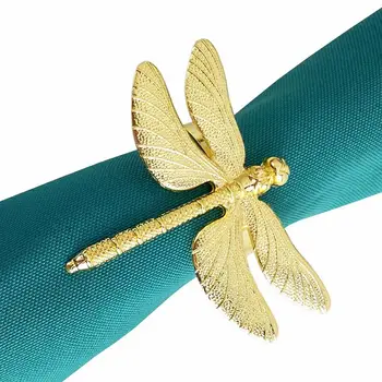 8STK Dragonfly servietring Guld DIY Hotel Bryllup Banket Tabel Vises Metal Serviet Spænde juledekoration