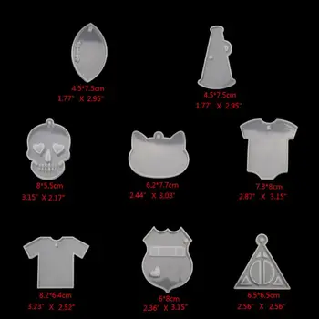 8stk Nøglering Vedhæng Harpiks Forme Skull T-shirt Horn Babysuit Epoxy Harpiks Skimmel Silikone Forme Smykker Gør Værktøjer