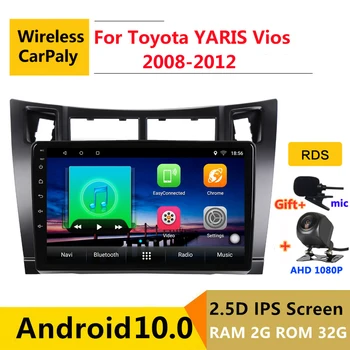 9 tommer Android 10 Bil DVD Multimedia-Afspiller, GPS For Toyota YARIS 2008 2009 2010 2011 2012 audio auto stereo radio navigation