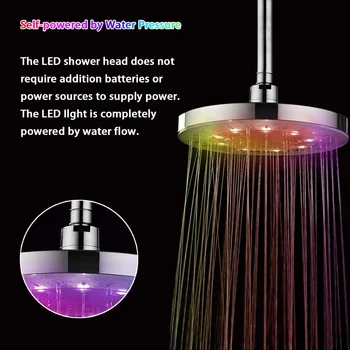 9 tommer Runde LED-Lys brusehoved RGB-7 Farver, Automatisk Ændring af vandbesparende Regn Højt Tryk Badeværelse med regnbruser