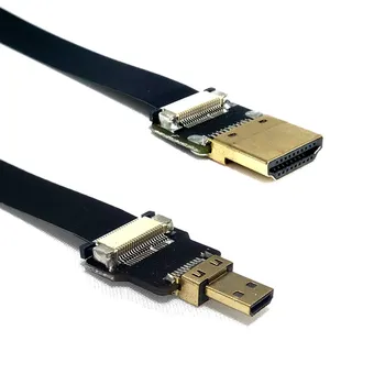 90 Graders retvinklet FPV Micro-HDMI-til-HDMI-kompatibel FPC Fladskærms-Kabel til GOPRO Multicopter luftfotografering, 5cm-80cm