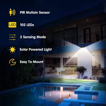 90 LED Solar Light Udendørs Sol Lampe Motion Sensor Soldrevne Spotlight 3 Modes Væggen Sollys i Gaden Have F25